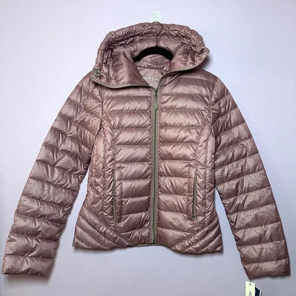 Kenneth Cole Women’s Mauve Pink Down Ruched Packable Jacket | M - Picture 1 of 8